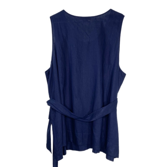 Pennington Linen Blend Tie-Waist Button Front Top - Picture 2 of 8